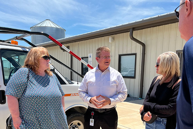 Howe gives visitors a tour of the Alliance Intermodal Facility.